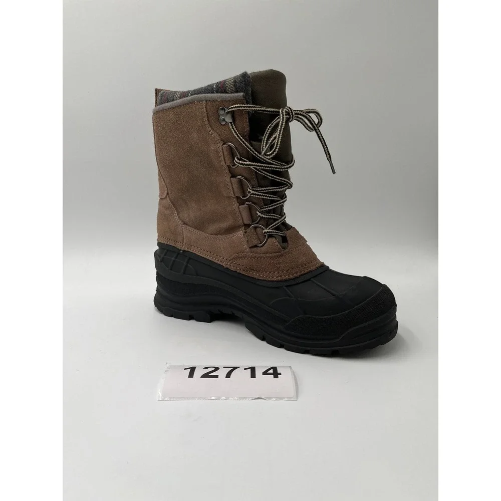 Weatherproof Duck Boots Mens 8 Brown Excellent Plaid Lined Winter Suede